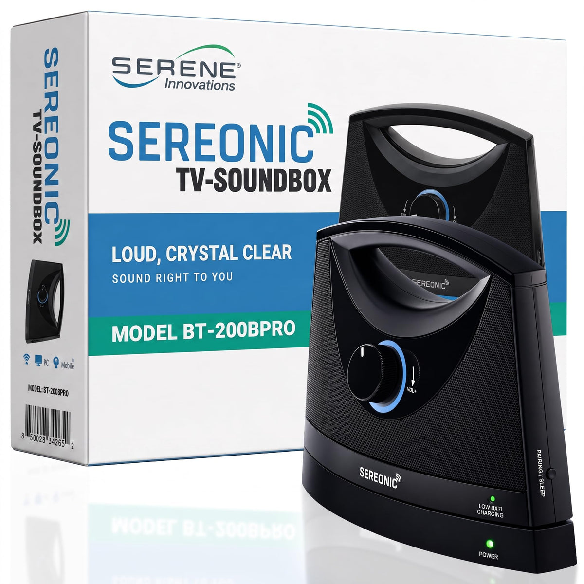 SEREONIC Portable Wireless Speakers for Smart TV - Ideal for TV Watching Without The Blaring Volume - Designed for Hard of Hearing, Elderly, and Seniors - 100ft Range