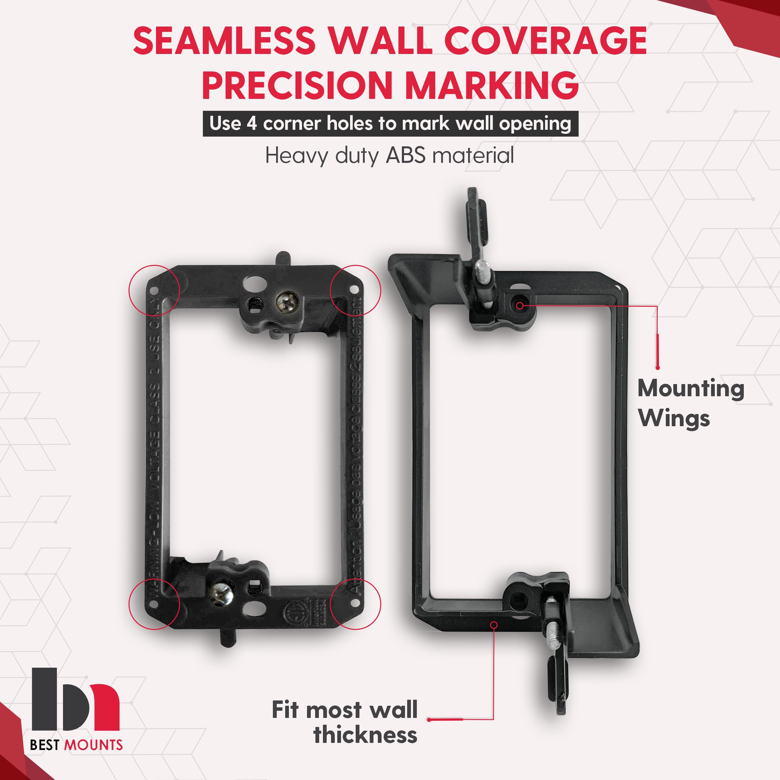 1 Pack Wall Plate Cable Pass Through with Bracket - In Wall Cable Management Kit - Recessed Cable Wall Plate Pair with Single Gang Low Voltage Mounting Bracket - Decorator Cover for Low Voltage Cables