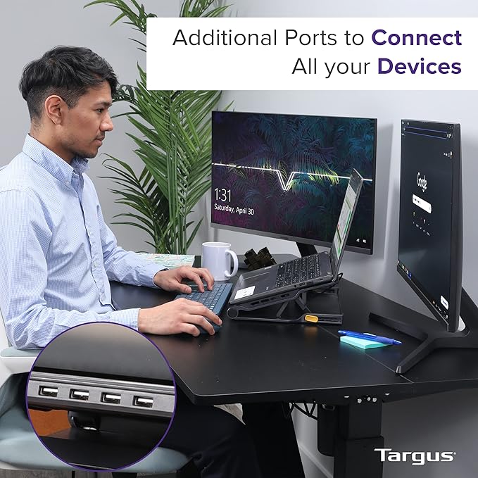 Targus Laptop Cooling Pad for Laptops up to 17-inches, Dual High-Speed Fans Chill Mat + 4-Port USB Hub Laptop Fan Cooling Pad for Work, USB Stand Cooling Pad for Gaming Laptop Cooling Fan (AWE81US)