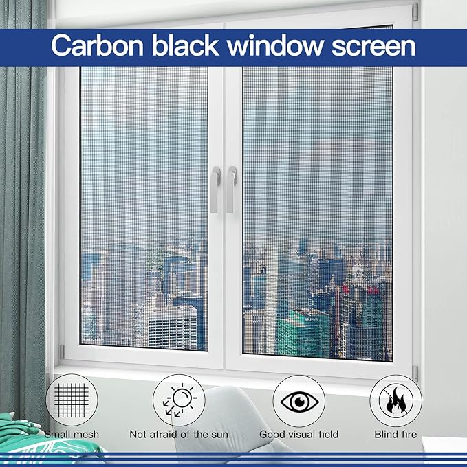 Window Screen Door Repair Kit Include Window Screens Mesh 48"x117" with All Tools in Window Screen Replacement(Screen Rollers, Splines, Hook), Yolovit