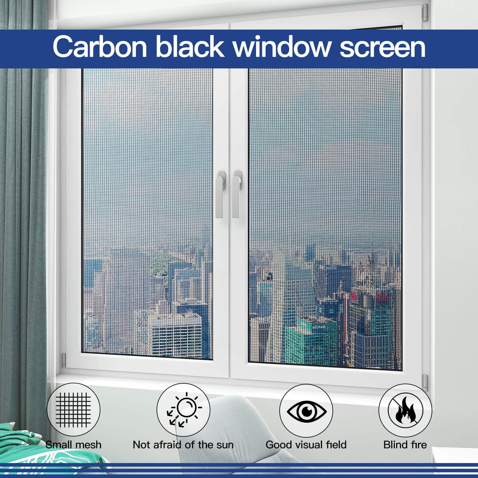 Window Screen Door Repair Kit Include Window Screens Mesh 48"x114" with All Tools in Window Screen Replacement(Screen Rollers, Splines, Hook), Yolovit
