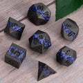 Metal DND Polyhedral Dice,Large Stripe Glitter Metallic Dice Set,Antique Silver Dice 7pcs Set for Role Playing Games(Pearl Gun Purple)
