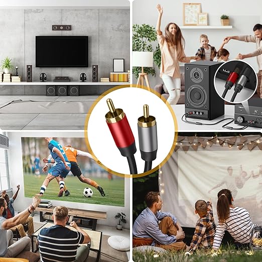 2RCA to 2RCA Cable 4.9FT (Male to Male), Gold-Plated Stereo Audio Cable for Home Theater, HDTV, Amplifier, Hi-Fi Systems, Car Audio, Gaming Consoles, Speakers, Subwoofer (4.9FT/1.5M)
