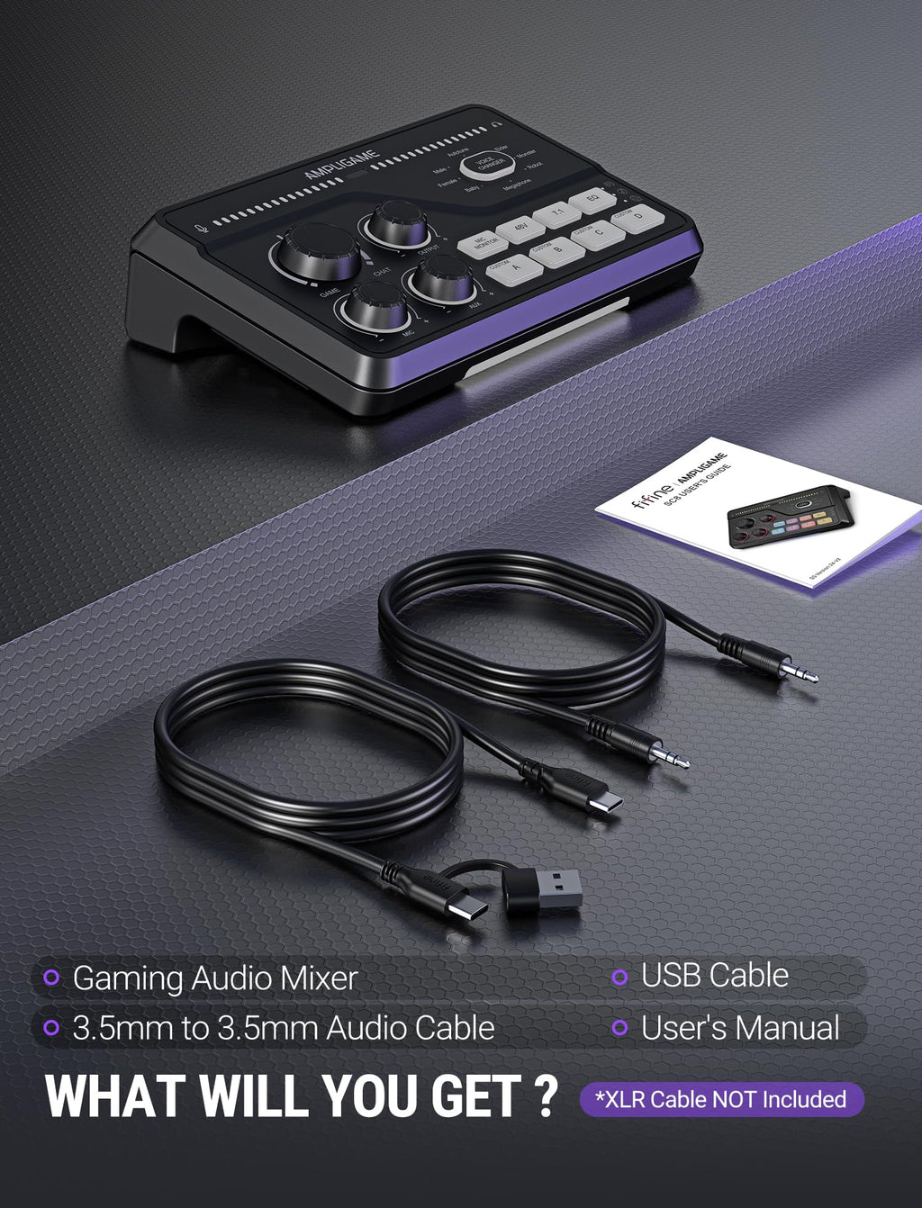 FIFINE SC8 Gaming Audio Mixer for Live Streaming with 7.1ch Surround sound