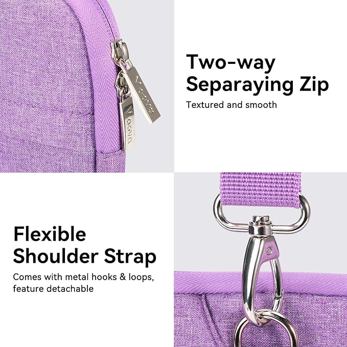 Voova Laptop Bag 15.6 Inch, Waterproof Computer Sleeve Carrying Case with Shoulder Straps & Handle Compatible with Macbook Air 15 M2/M3/M4, MacBook Pro 15/16, 15-16 Inch Hp Dell Lenovo Asus, Lavender