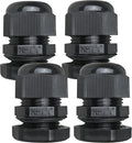 MGI SpeedWare 3/4" NPT Strain Relief Nylon Cord Grip Cable Glands, Black Plastic Grommet 4-Pack