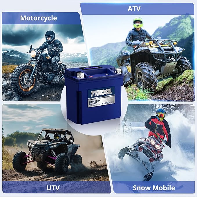 TYKOOL YTX14-BS/YTX14H/GYZ16H High Performance Lithium LiFePO4 Motorcycle Battery,480CCA,12V 8Ah,Fits for ATV,UTV,Jet Ski,Snowmobile,Quad,Tractor,Riding Lawn Mower,Polaris Battery