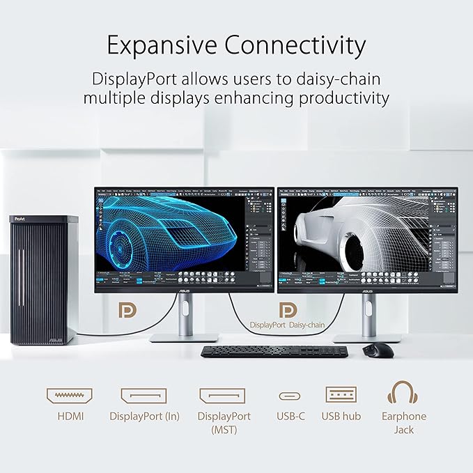 ASUS ProArt Display 27” 4K HDR Professional Monitor (PA279CRV) - IPS, UHD (3840 x 2160), 99% DCI-P3/Adobe RGB, ΔE < 2, Calman Verified, USB-C PD 96W, DisplayPort, Daisy-Chain, Ergonomic, 3yr Warranty