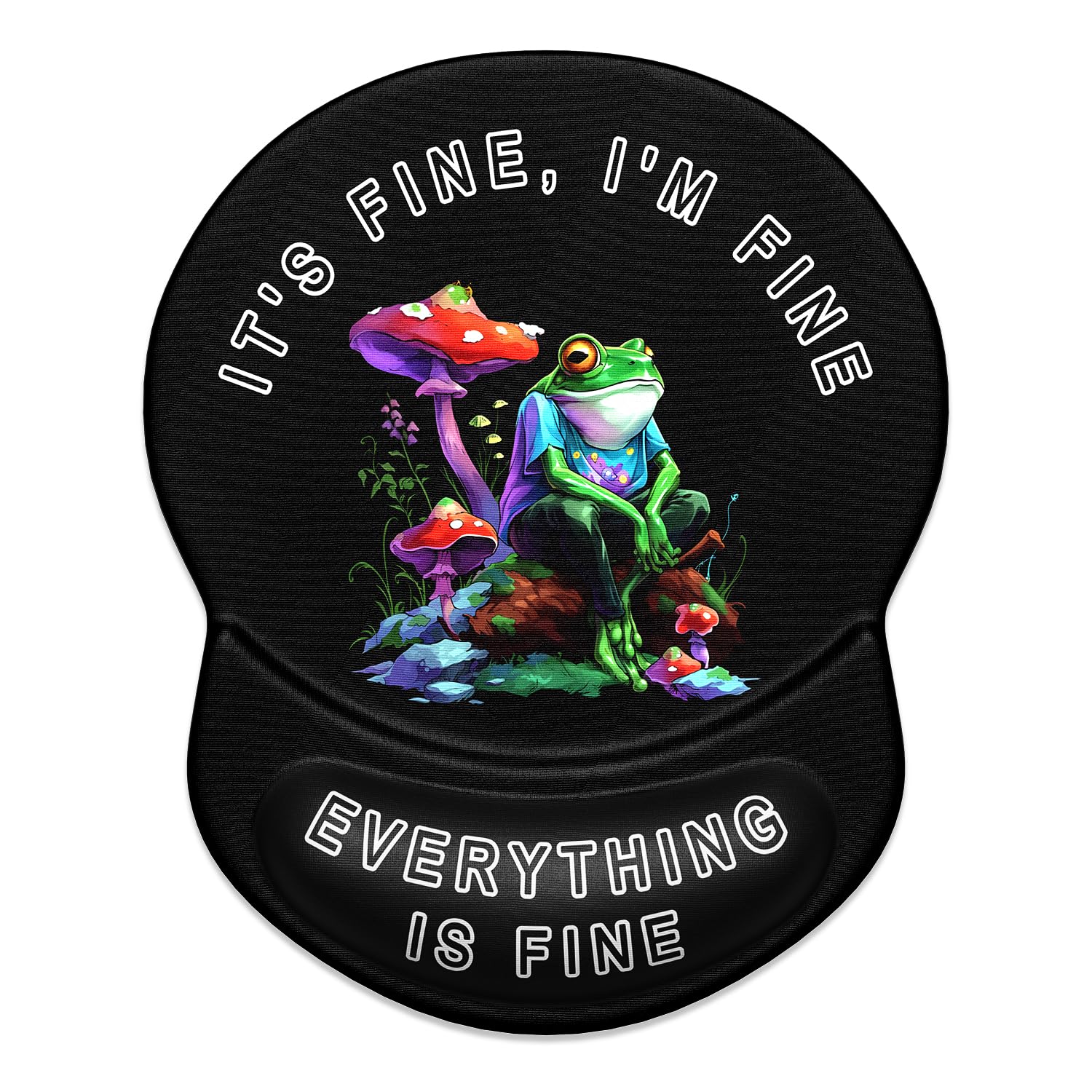 ITNRSIIET Ergonomic Mouse Pad with Gel Wrist Support Small Wrist Rest Smooth Surface Non-Slip PU Base Comfortable Office Supplies Pain Relief, 8.7 x 7.2 inches, Unhappy Frog