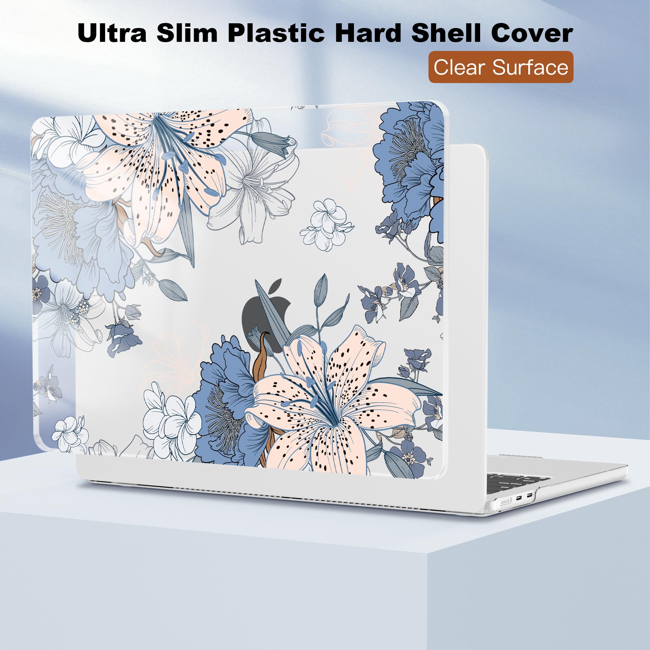 CISSOOK Compatible with MacBook Air 13.6 inch Case 2026 2025 2024 2022 Release A3449 A3240 A3113 A2681, Lily Flowers Hard Shell Keyboard Cover Screen Protector for MacBook Air 13 inch M2 M3 M4 M5