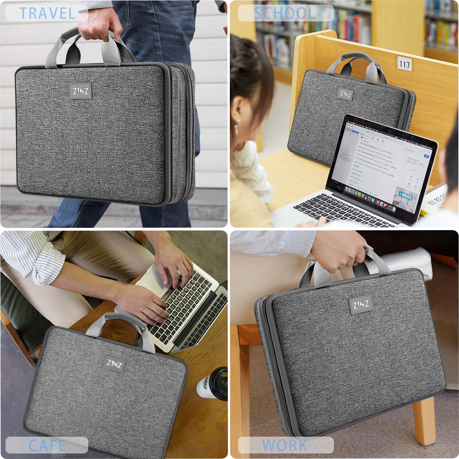 ZINZ Expandable Laptop Case 15.6 Inch Sleeve, Protective Carrying Case Compatible with MacBook Neo 16", MacBook Pro 16"/15.4", Dell XPS 16" and Most 15" 15.6" 16" Notebook，G01DG01