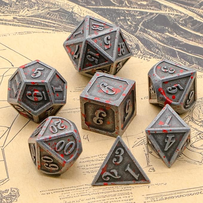 D&D Dice,DND Dice Set for Dungeons and Dragons,D20 Metal Dice for Gaming Dice Set or RPG Role Playing MTG Tabletop Board Games（SilverBlood）