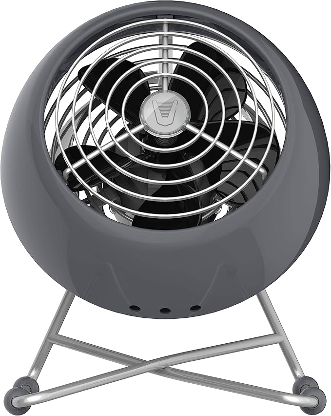 Vornado VFAN™ Mini Modern Vintage Fan, Retro Metal Air Circulator, Fan for Desk & Bedside, 2 Speeds, Adjustable Tilt, Personal Cooling with Targeted Airflow, Quiet Fan, Storm Gray