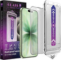 Matte Screen Protector for iPhone 17, iPhone 16 Pro 6.3-Inch, Auto Dust Removal, 9H Tempered Glass, Full Cover, Anti-Fingerprint, Easy Installation, 2 Pack