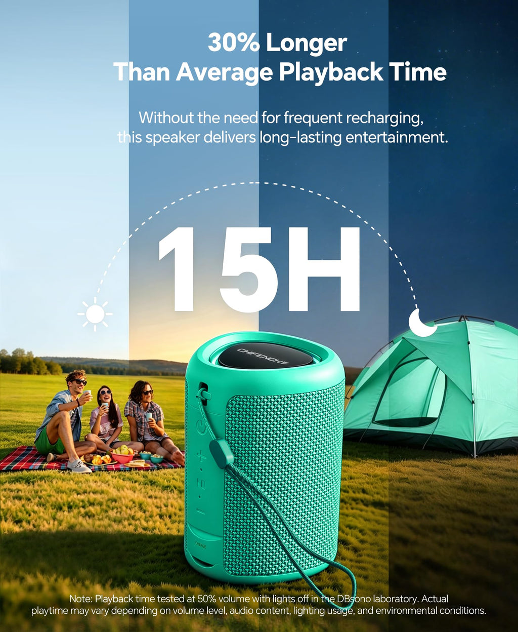 Portable Bluetooth Speaker Beach Essentials: Powerful Crystal Clear Sound/Dynamic Light/IPX5 Waterproof/All Day Playtime/Wireless BT 5.3/TWS Paring, Dad Gifts, Outdoor|Travel|Camping|Pool Accessories