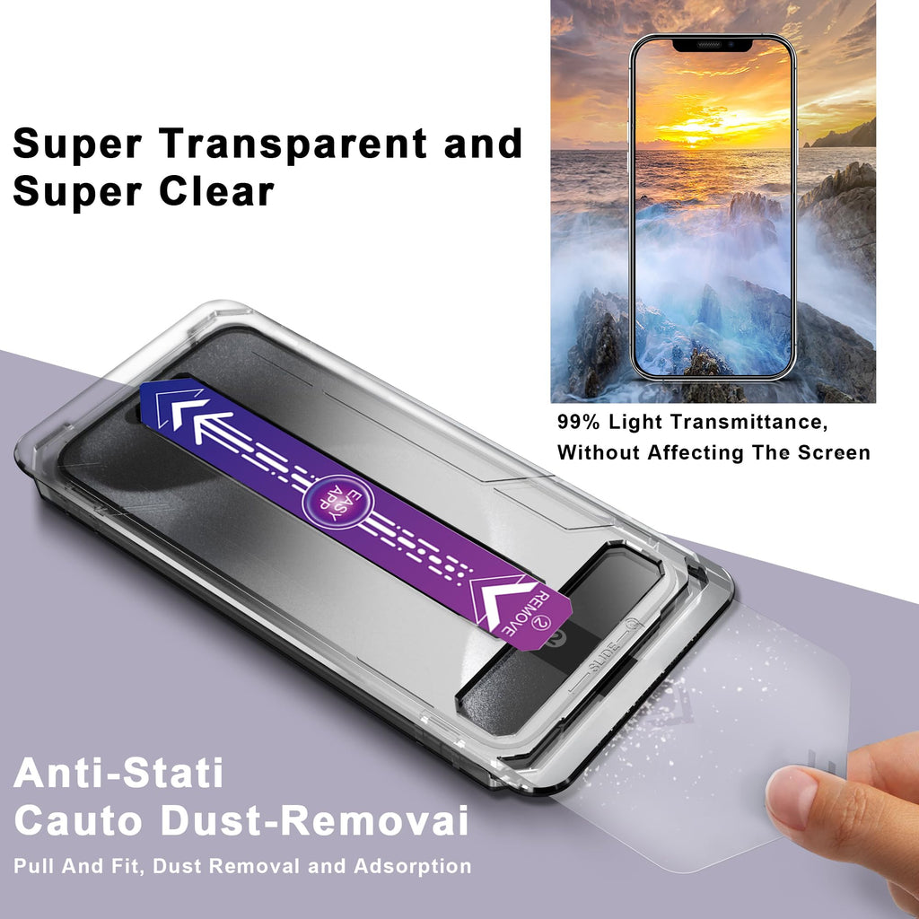 CHRYSHA 2-Pack Screen Protector Tempered Glass for iPhone 12 and iPhone 12 Pro 6.1-Inch, Auto Dust Removal, No Bubbles, High Definition Clear, Easy Installation