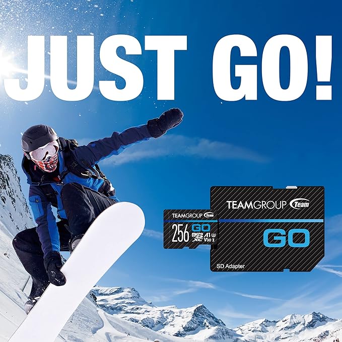 TEAMGROUP GO Card 256GB x 3 PACK Micro SDXC UHS-I U3 V30 4K for GoPro & Drone & Action Cameras High Speed Flash Memory Card with Adapter for Outdoor Sports, 4K Shooting, Nintendo-Switch TGUSDX256GU362