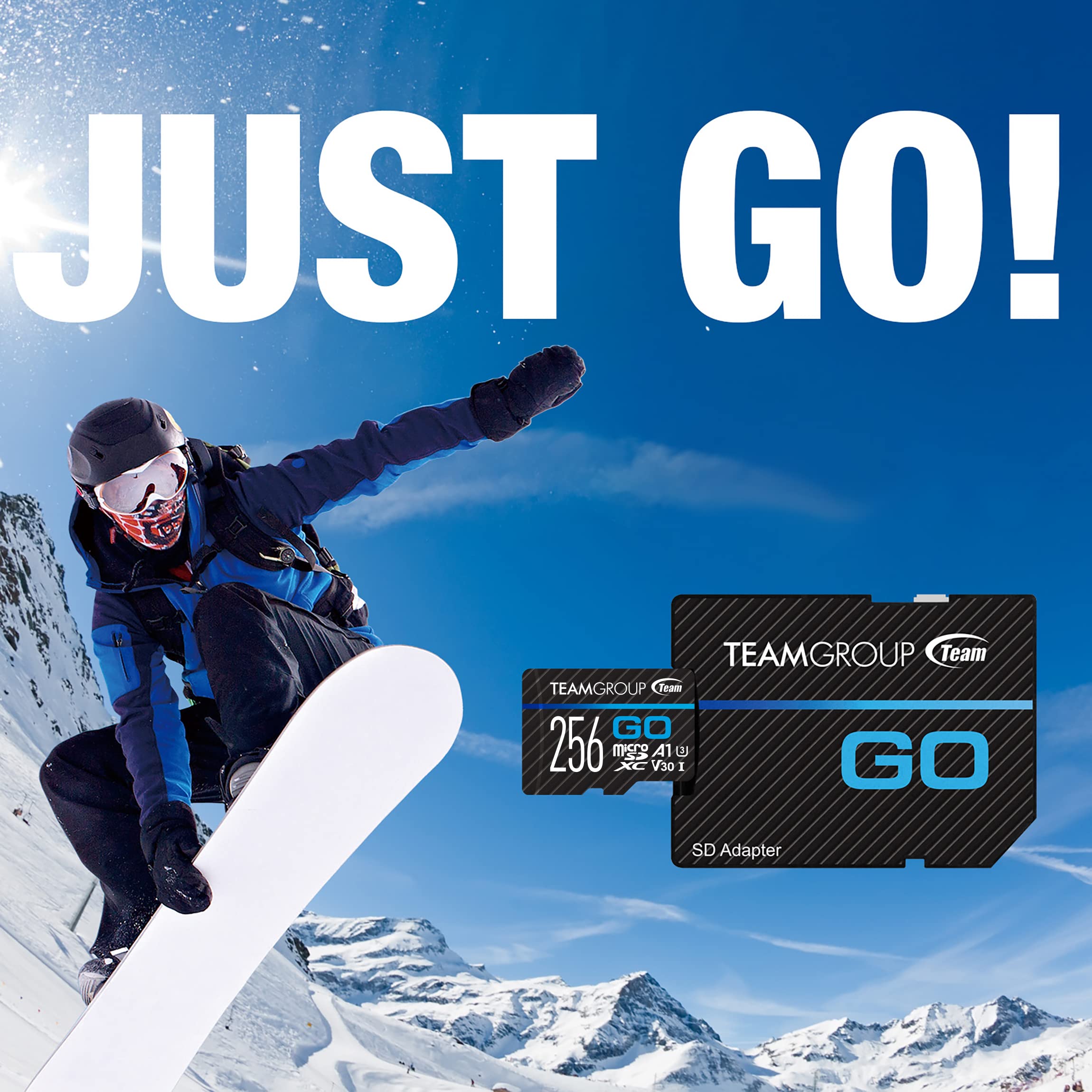 TEAMGROUP GO Card 128GB Micro SDXC UHS-I U3 V30 4K for GoPro & Action Cameras Flash Memory Card with Adapter for Outdoor 4K Shooting TGUSDX128GU303