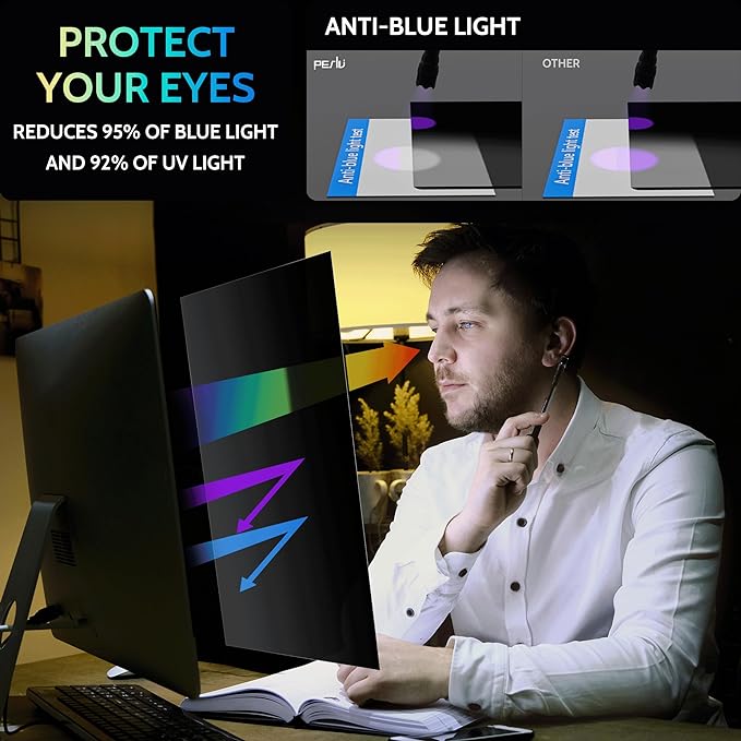 [2-Pack] 22 Inch Privacy Screen for Computer Monitor 16:10 Aspect Ratio, Eye Protection Anti Blue Light Glare Shield, 22inch Removable Black Blackout Anti Spy Desktop Security Private Filter