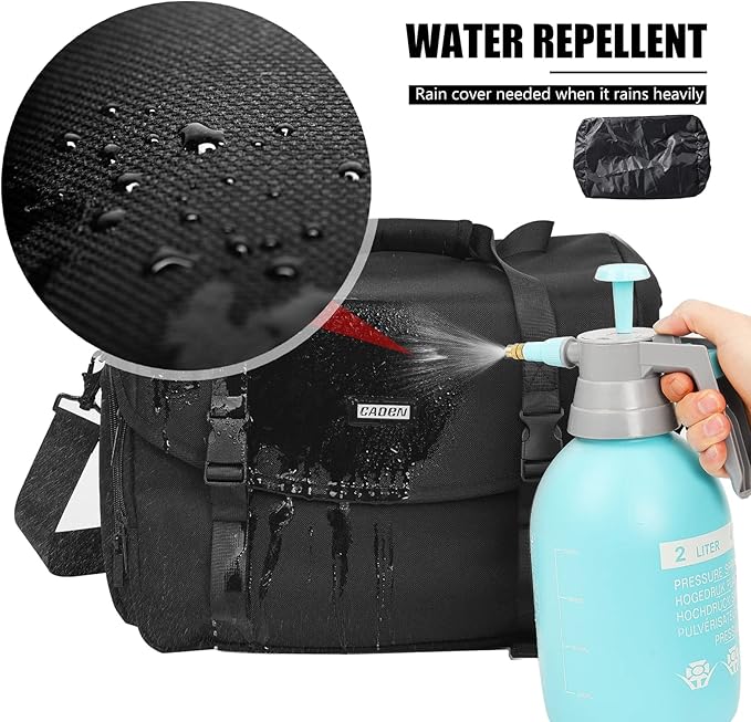 CADeN Camera Bag Case Shoulder Messenger Bag with Tripod Holder Compatible for Nikon, Canon, Sony, DSLR SLR Mirrorless Cameras Waterproof (Black, Large)