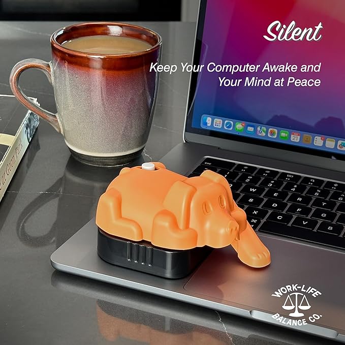 Laptop Trackpad Jiggler -AA Battery lasts 6 months -Undetectable -Cordless Mouse Jiggler -Does Not Work on DeII -Keeps Touchpad Active, Laptop Awake -Mechanical Mouse Mover -ON/Off Switch (Orange Dog)