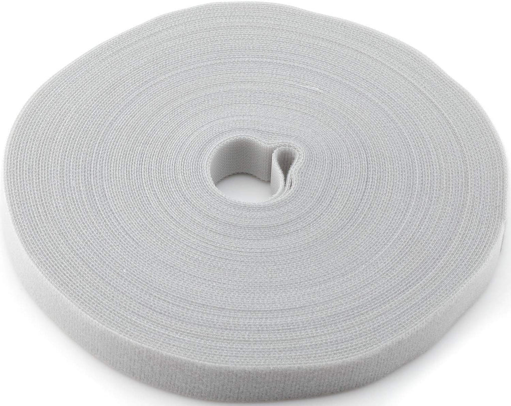 Saisn Reusable Fastening Tape Cable Ties 3/4 Inch Double Side Hook Roll (25 Yard, Grey)