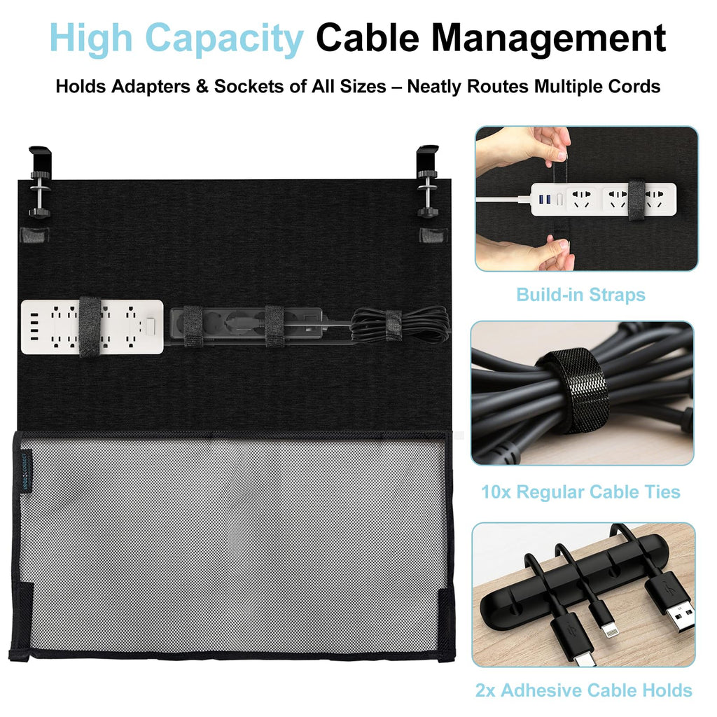 Under Desk Privacy Panel and Cable Management, 24" Felt Modesty Panel Kit