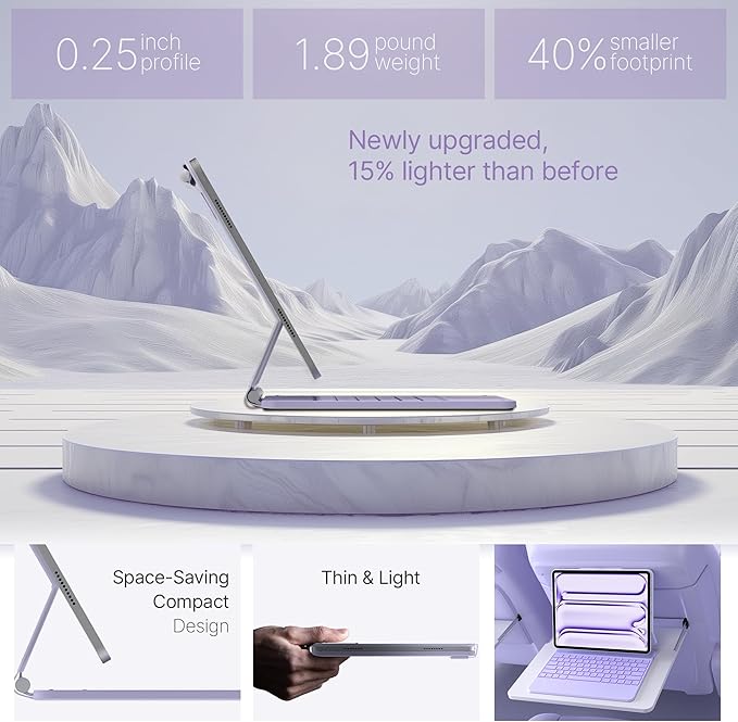 typecase Keyboard Case for iPad Pro 13-inch (M4) 2024,Magic Keyboard with 11 Colors Backlight for iPad Pro 13,Keyboard Case with Pencil Holder,Multi-Touch Trackpad,Easy-Set Magnetic Stand,Light Purple