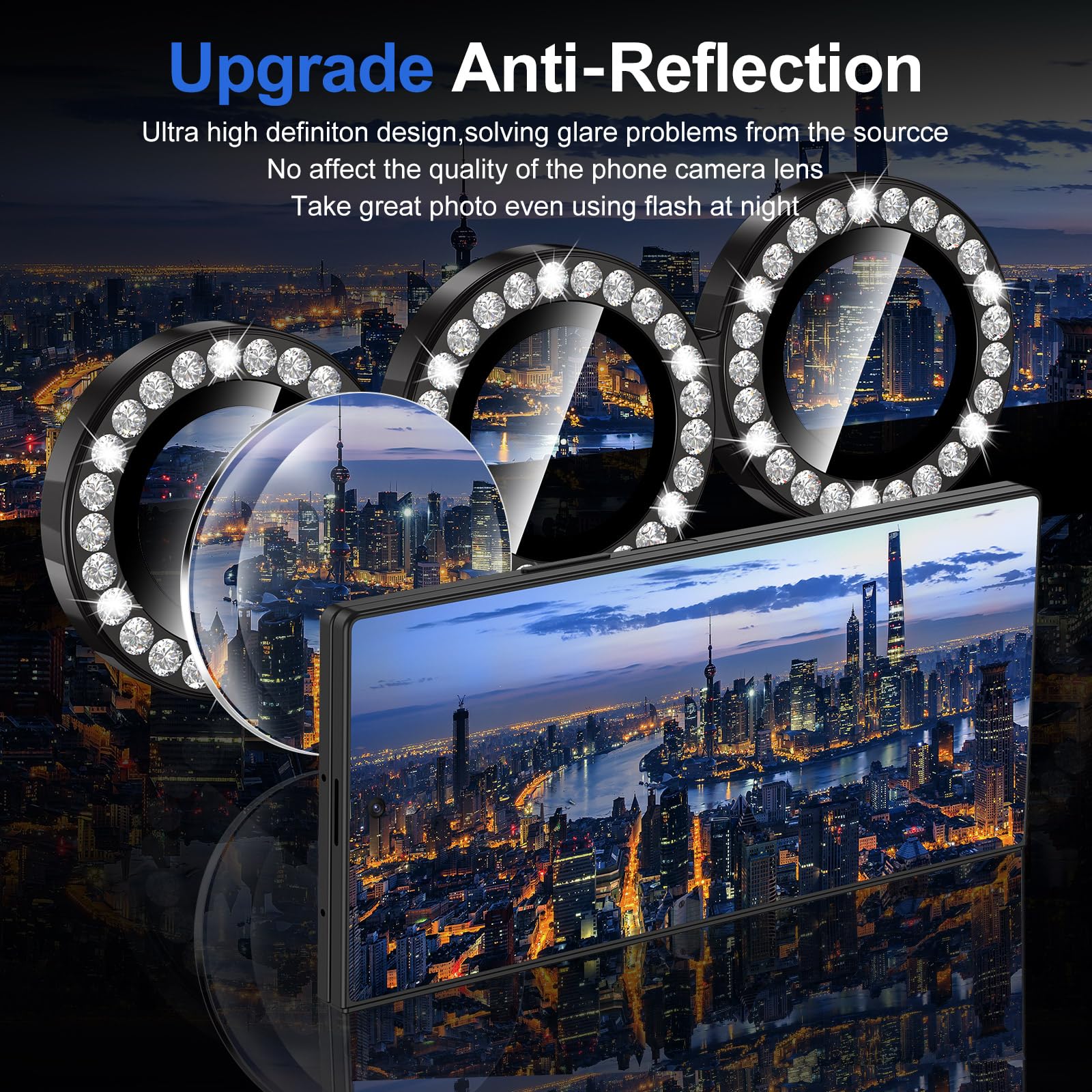 Avocase for Samsung Galaxy Z Fold 7 Camera Lens Protector, Individual Metal Ring Tempered Glass Lens Cover, [Strong Adsorption] Scratch Resistant Ultra-Thin HD Clear Lens Cover, 1 Set-Black Diamond