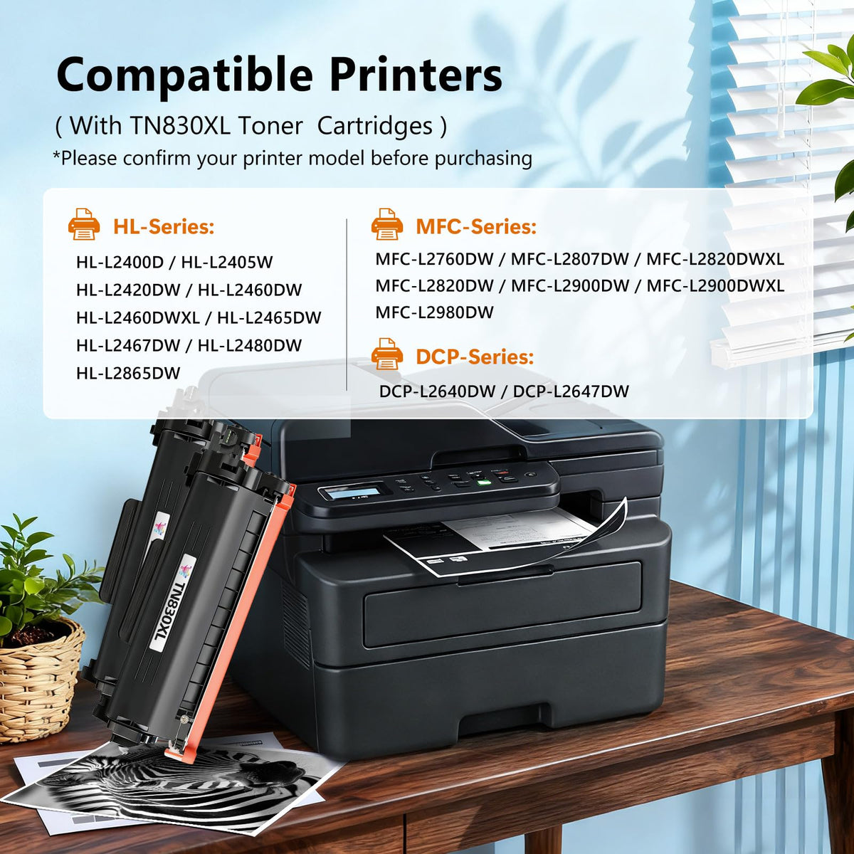 TN830XL Toner Cartridge Replacement for Brother TN830-XL TN-830 TN830