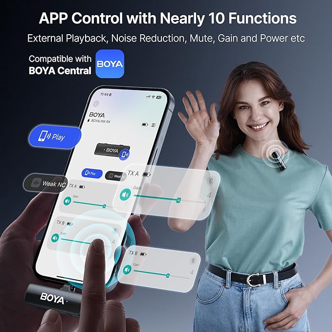 BOYA BOYALINK 2 A1 (1TX+3RX Adapter) Wireless Lavalier Microphone for iPhone Camera Android, Clip on Mic, 48 KHz 24 Bit, 6mm Mic, 1000ft, Noise Cancelling, Mini Lapel Mic USB-C/Lightning/3.5mm TRS