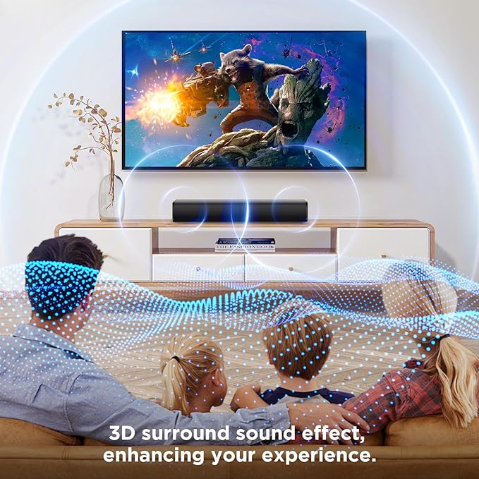 MZEIBO TV Sound Bar, Sound Bars for Smart TV Bluetooth 5.0 Soundbar 50W 17Inch Soundbars with ARC/Optical/AUX Connection Surround for Home Theater Audio TV/PC/Gaming/Projectors