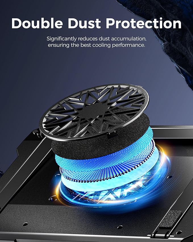 AICHESON Gaming Turbofan Laptop Cooling Pad with 10°C-35°C Temperature Drop, Full Sealed Foam Stand for 14-19 inch Laptops