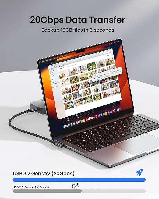Silkland 20Gbps USB C Data Cable Right Angle, Short 1FT 90 Degree USB C 3.2 Gen 2x2 High Speed Data Transfer Cable, 5K/4K 60Hz Monitor Cable, 240W PD, Type C Data Compatible for SSD, Hub, Dock,eGPU