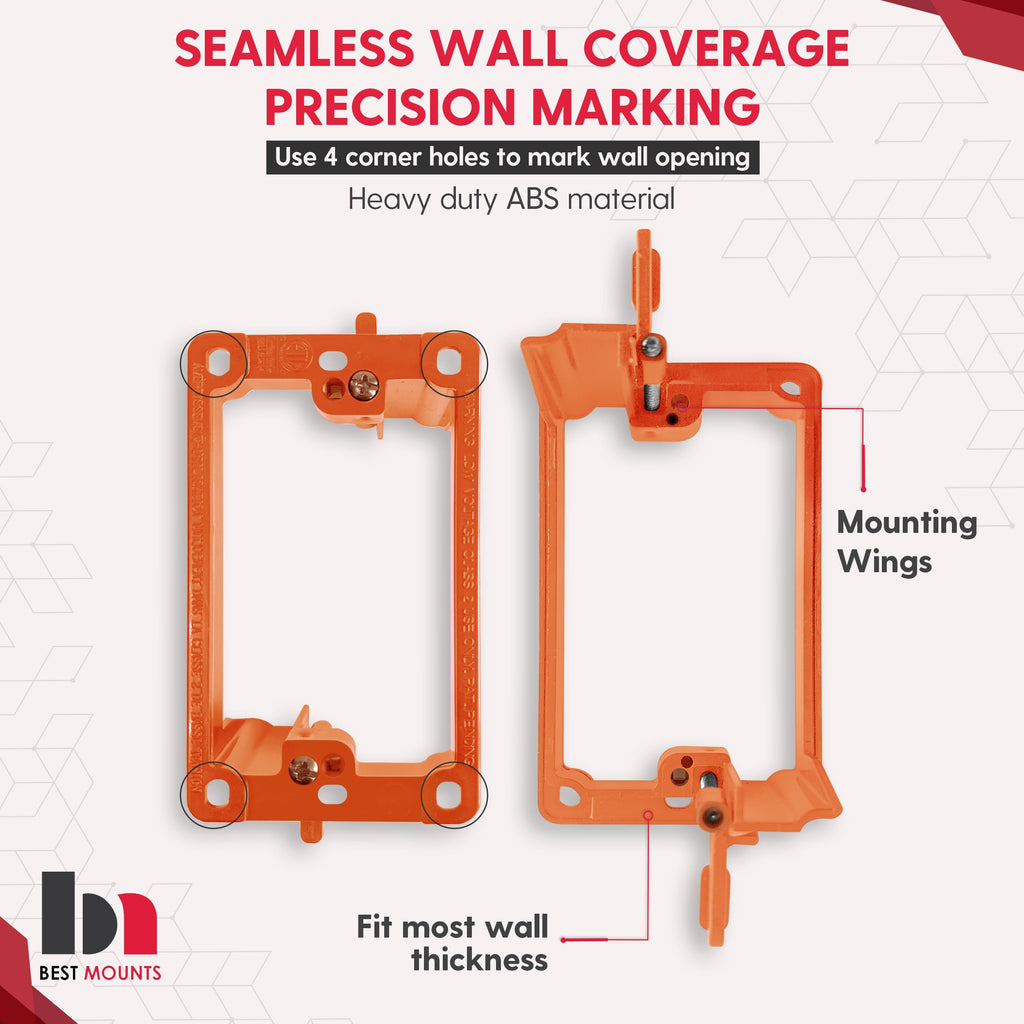 1 Pack Wall Plate Cable Pass Through with Bracket - In Wall Cable Management Kit - Recessed Cable Wall Plate Pair with Single Gang Low Voltage Mounting Bracket - Decorator Cover for Low Voltage Cables