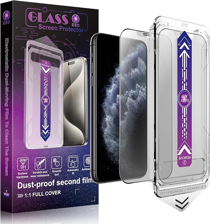 SHANG PIN JIA 2 Pack Matte Privacy Screen Protector for iPhone 11 Pro Max and iPhon XS MAX 6.5-Inch Auto Dust Removal, No Bubbles,Anti-Spy Tempered Glass Film, Easy Installation