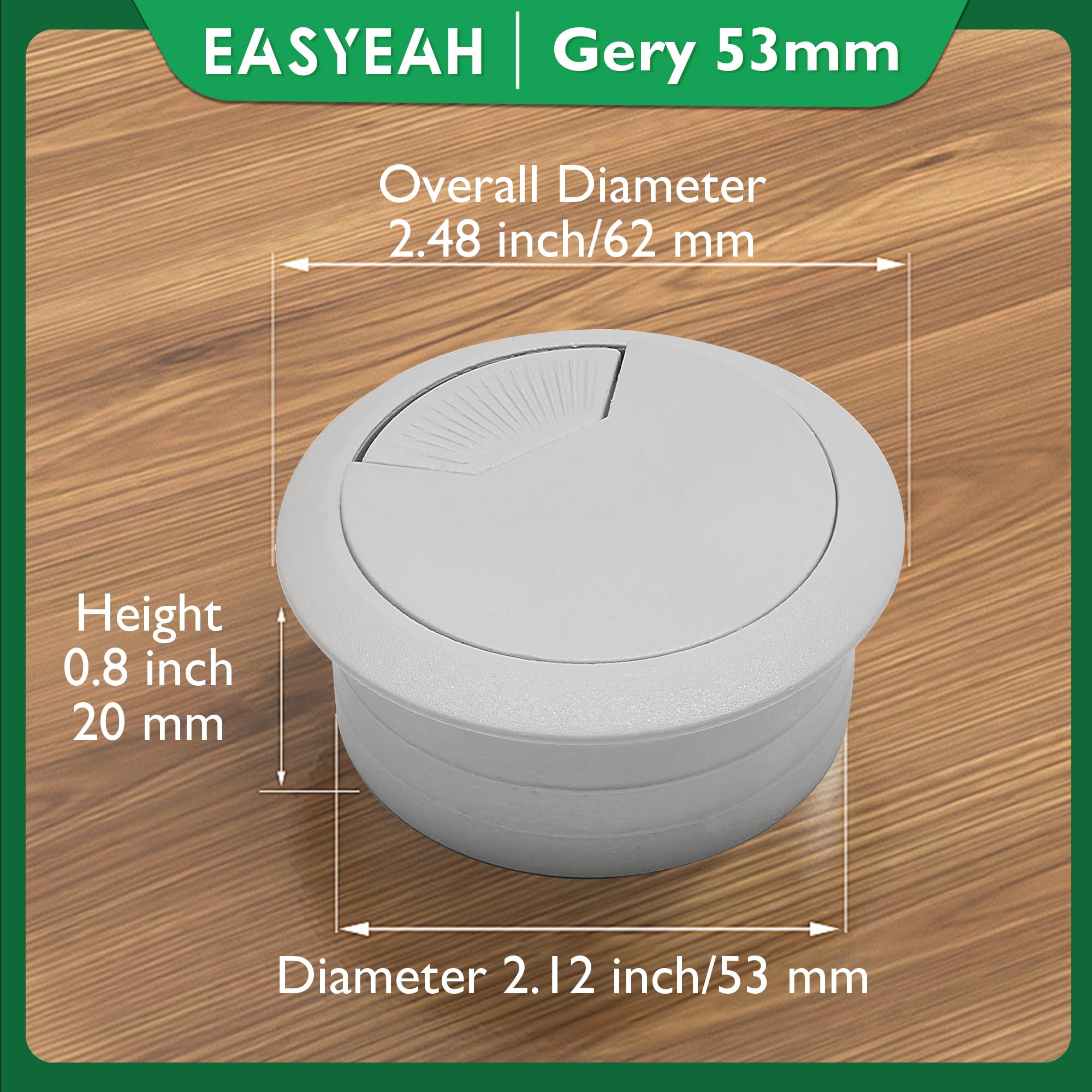 EASYEAH 5 Pcs Desk Grommet 2-1/16" / 53 mm, Desk Cord Hole Cover