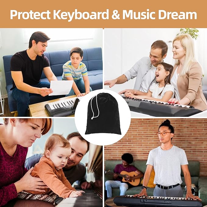 Upright Piano Keyboard Dust Cover, Stretchy Music Dirt Proof Keyboard Cover With Durable Elastic & Cord Lock Must Have Piano Accessories