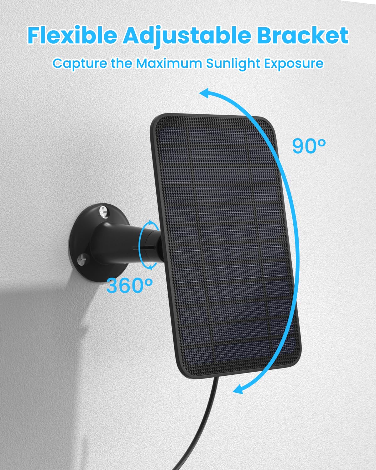 5W Solar Panel Charger Compatible with Blink Outdoor/Outdoor(3rd Gen)/XT XT2 Camera, Solar Panel for Blink Camera, 13.1ft Charging Cable & Rubber Plug, IP65 Weatherproof with Secure Wall Mount, 3 Pack