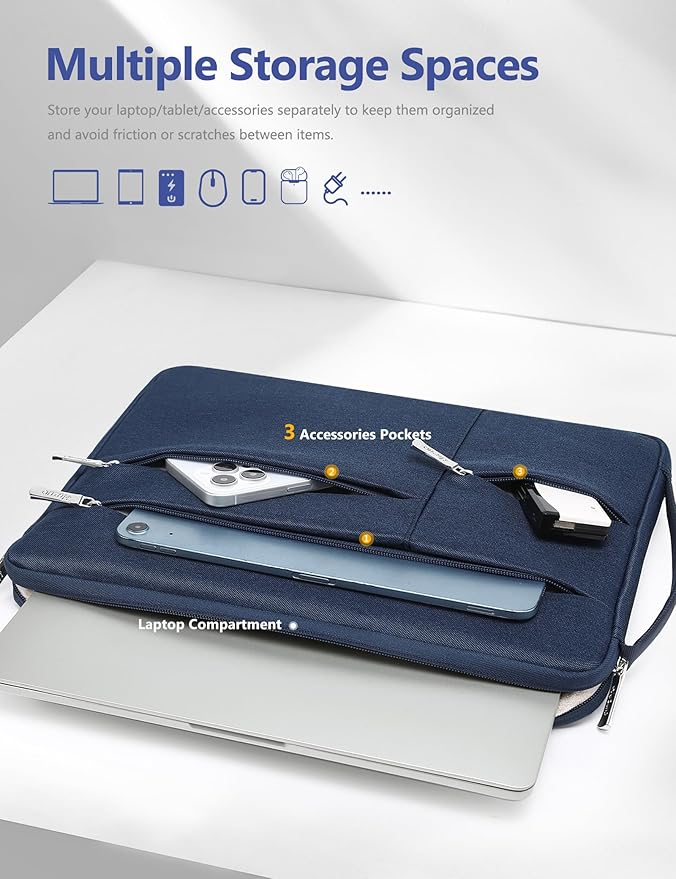 HYZUO 17-17.3 Inch Laptop Sleeve Bag Briefcase for 17" 17.3" HP/Dell/Lenovo/ASUS/LG/MSI Gaming Laptop/Razer Blade 17/18, Men Women NoteBook Protective Case Bag, Navy Blue