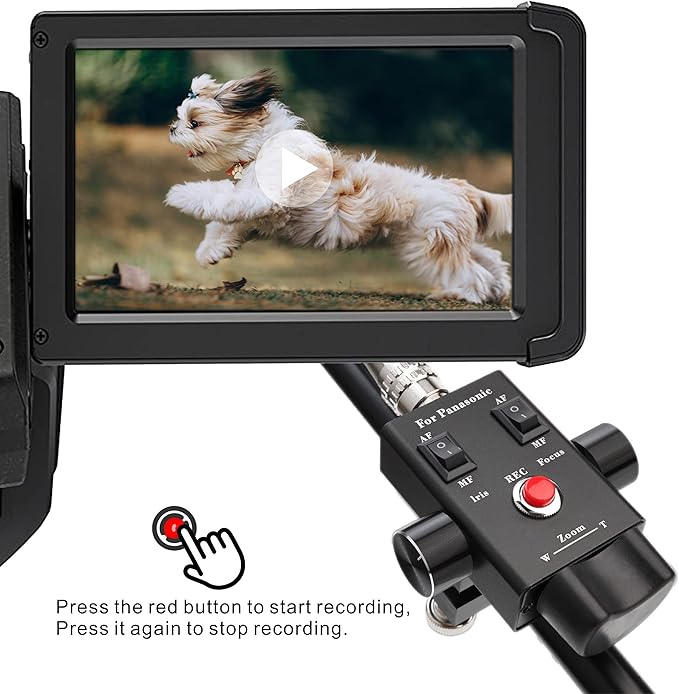 Camcorder Zoom Controller, Remote Control Zoom, Iris, and Focus Control + 2.5mm and 3.5mm Jack Cable for Panasonic HC-X1 HC-PV100 AG-UX90 AG-UX180 HC-X1000 AG-AC30 AG-AC90 AU-EVA1 Camera.