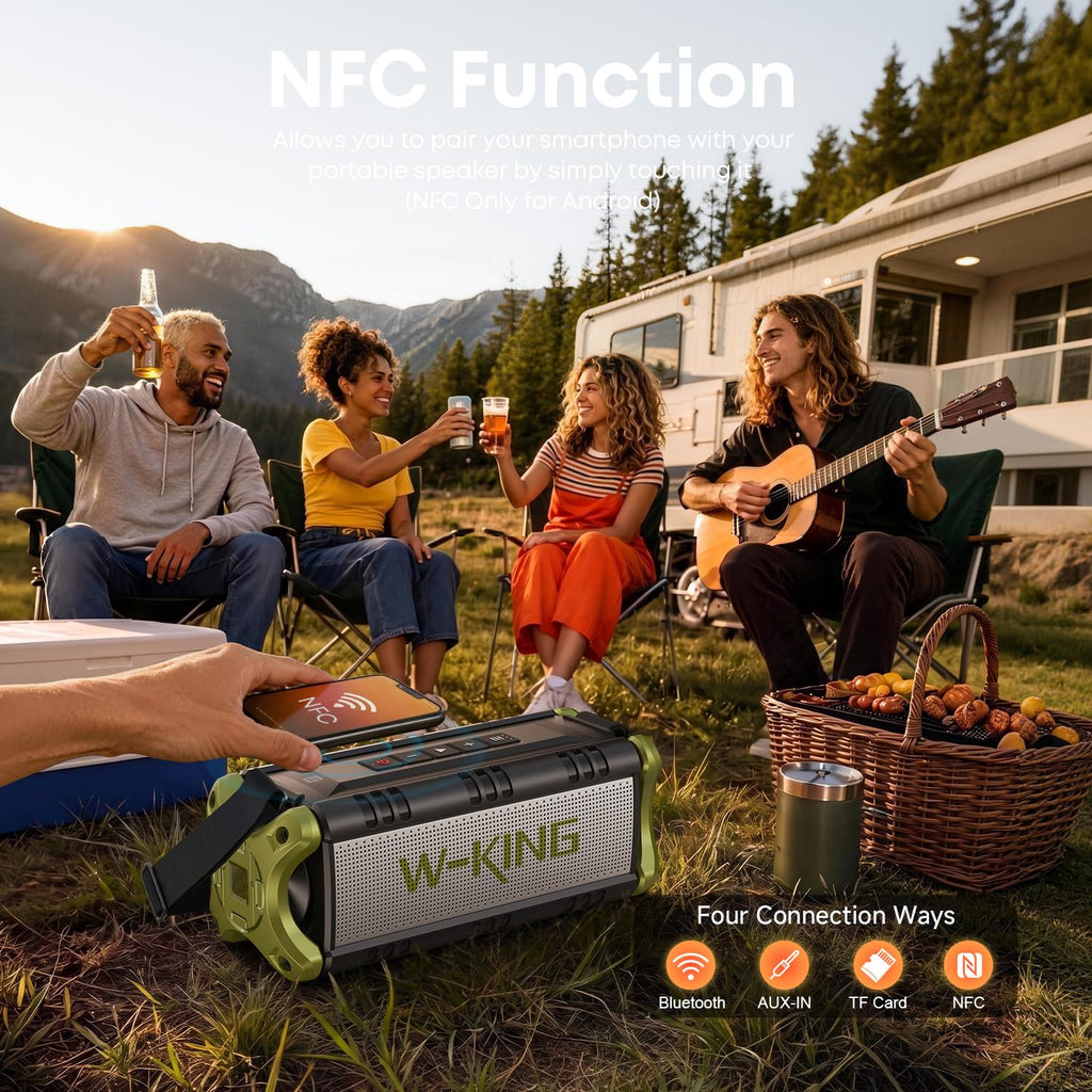 W-KING Bluetooth Speaker Wireless, 90W Max Loud Portable Outdoor Speaker
