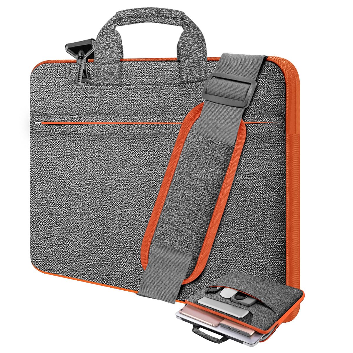 Hseok Laptop Case 15.6 inch Shoulder Bag with Strap,Black