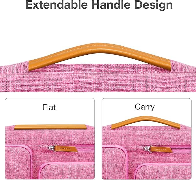 MOSISO 360 Protective Laptop Case 16 inch, 15-15.6 inch Laptop Sleeve Compatible with MacBook Pro 16, HP, Acer, Dell, Lenovo, ASUS, Side Open Carrying Case with 4 Zipper Pockets&Handle, Rose Red