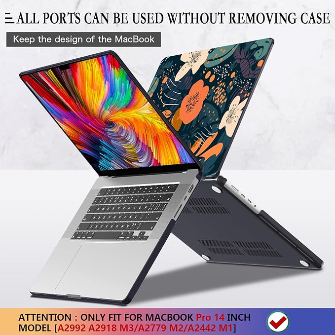 CISSOOK Compatible with MacBook Pro 14 inch Case 2024 2023 2022 2021 Release M4 A3112 A3185 A3401 M3 A2992 A2918 M2 A2779 M1 A2442 Pro Max Chip, Pro 14-inch Plastic Hard Shell Case, Little Flower