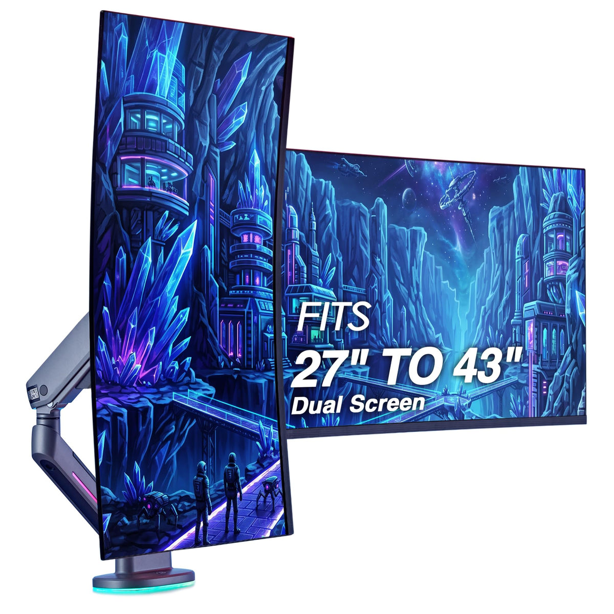 AVLT Single 27”-45” RGB Gaming Monitor Arm Desk Mount - Dark Gray