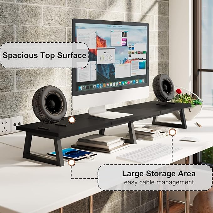 TEAMIX 42 inch Large Dual Monitor Riser, Desk Organizer Stand for TV Laptop