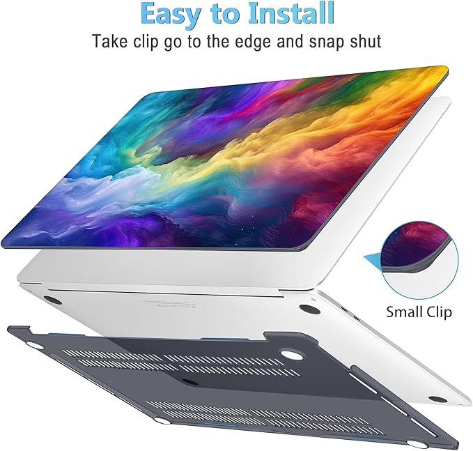 Mektron Case for MacBook Pro 16 Inch A2141 Cover 2019 Release 16" with Liquid Retina Display/Touch ID, Plastic Hard Shell with Keyboard Skin & Screen Protector & Dust Plug, Rainbow Cosmic