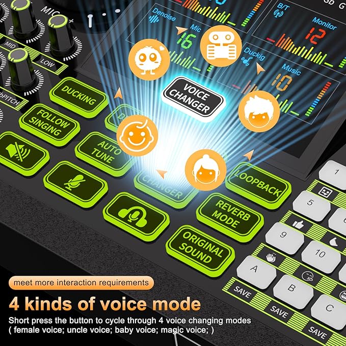 podcast equipment bundle, Live Sound Card with Audio Interface, All-in-One Audio Mixer with Voice Changer, Condenser Microphone for Live Streaming, Singing, Gaming, and Content Creation.