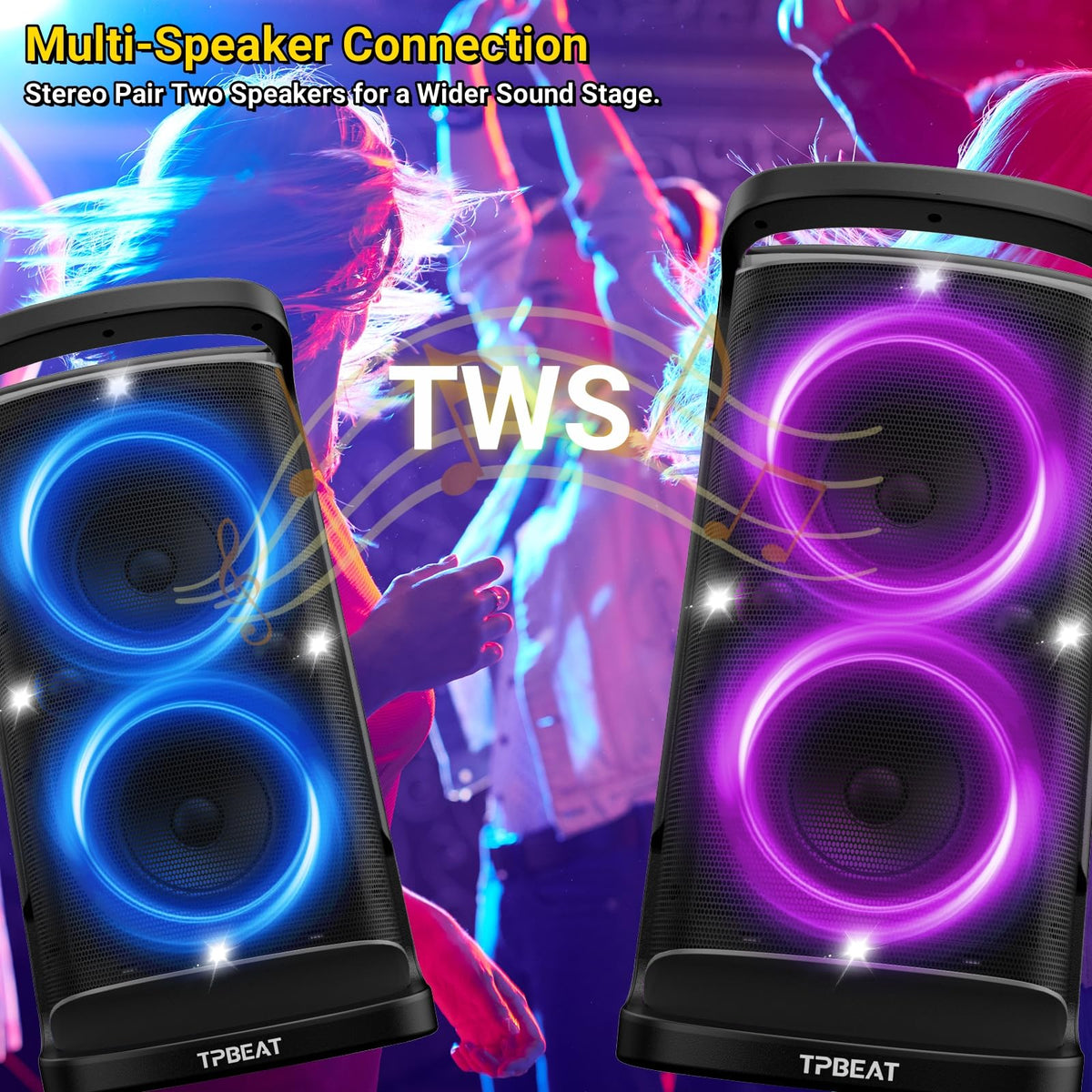 QxbJoy Portable Bluetooth Speaker: 160W Peak Powerful Loud Sound Deep Bass Wireless Boombox Large Subwoofer 15 Hours Battery Life Fast Charging with Led Light Show for Party Outdoor Camping Backyard